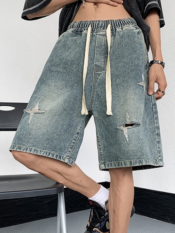 Men's Star Ripped Drawstring Short-1