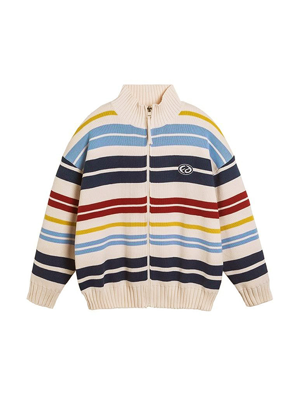 Men's Colorful Stripe Oversized Knit Jacket-1