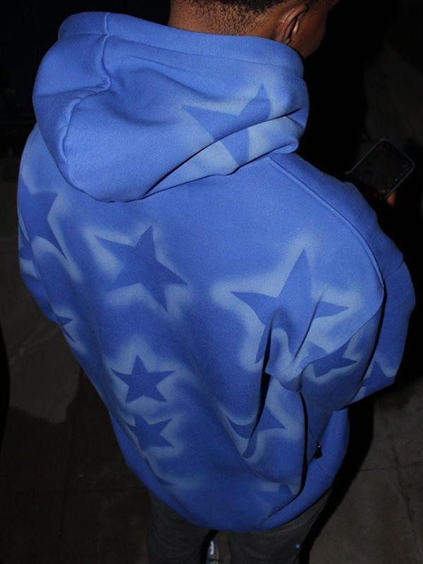 Men's Star Letter Print Oversized Hoodie-3