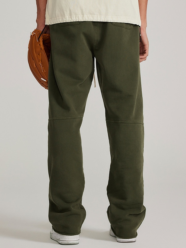 Men's Solid Color Drawstring Straight Leg Pants-1