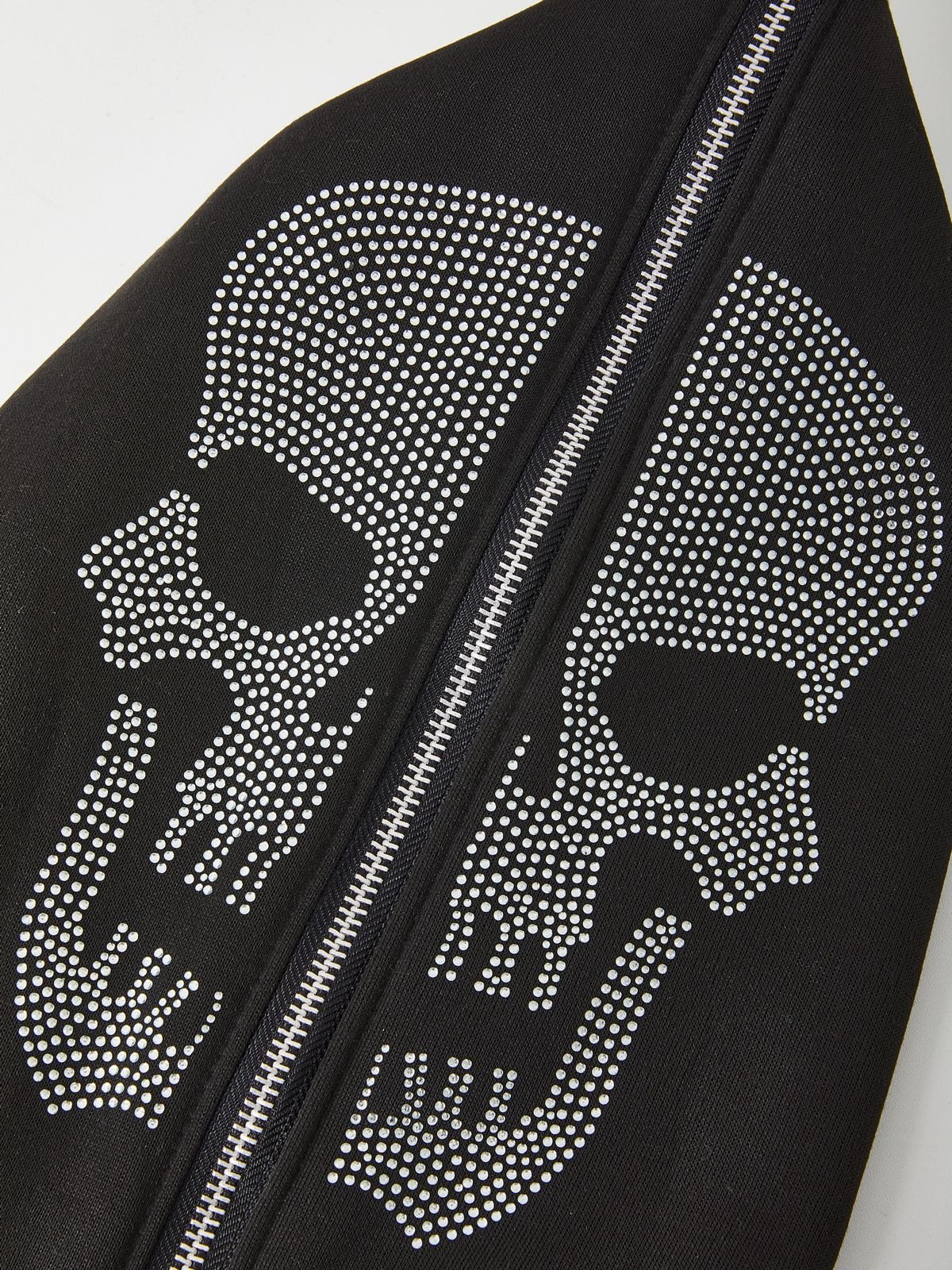 Men's Rhinestone Skull Zip Up Hoodie-5