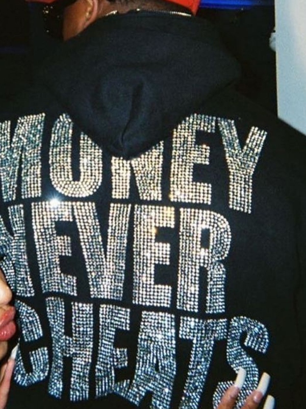 Men's Shiny Letter Rhinestone Fleece Oversized Hoodie-1