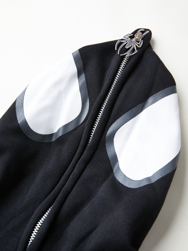 Punk Spider Print Oversized Hoodie-5