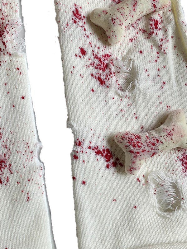 Bloody Distressed Knitted Leg Warmer-2