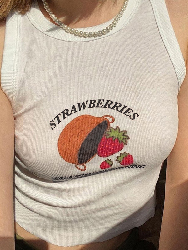 Strawberry Print Tank Top-2