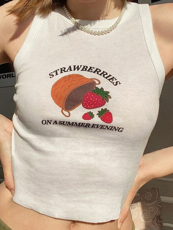 Strawberry Print Tank Top-3